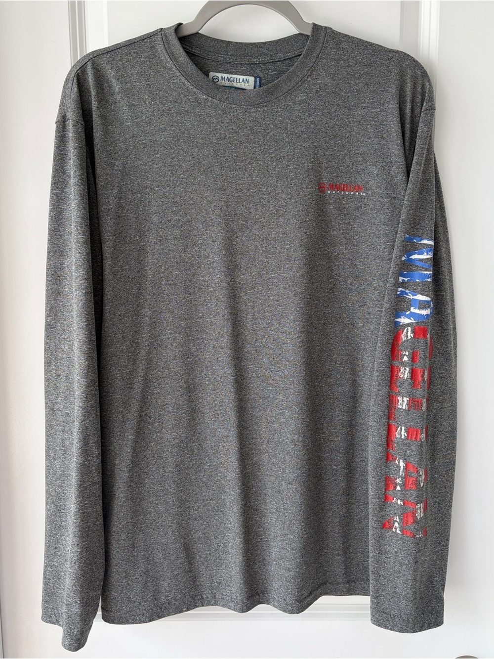 Magellan Outdoors Men's Casting Crew Long Sleeve Performance T-Shirt, Americana